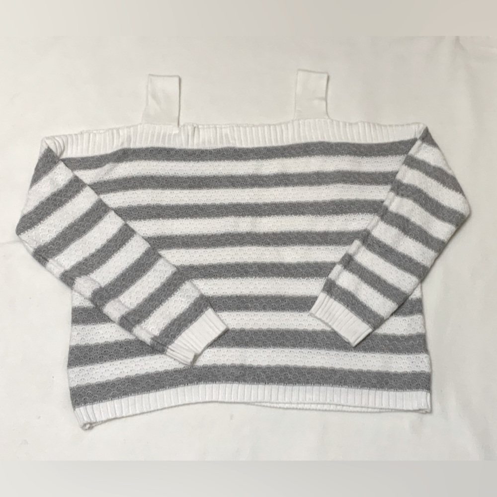 SO BROAD STRIPE OFF THE SHOULDER SWEATER - SZ XL